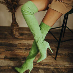 Streč čizme iznad kolena - Light Green